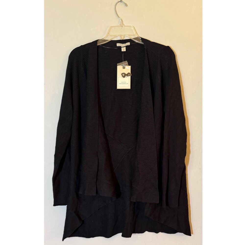 Dana Buchman ribbed open cardigan in black